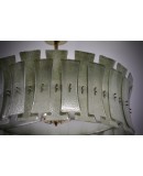 Murano Green Art Glass and Brass Round Mid-Century Chandelier and Pend
