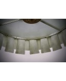 Lampadario Rotondo in Vetro Artistico Verde di Murano e Ottone