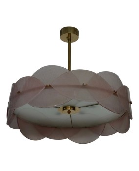 Murano Art Glass Round Pink Art Deco Style Chandelier and Pendant