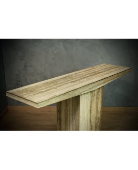 CO 47 Consolle MidCentury quadrata in travertino e ottone, 2020