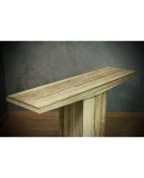 MidCentury Squared Travertine and Brass Console Table, 2020