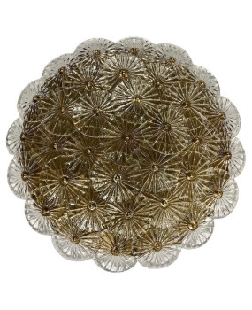 Murano Art Glass Transparent Mid-Century Chandelier and Ceiling Light