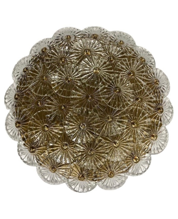 Lampadario / Plafoniera in Vetro Artistico di Murano Trasparente