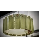 Lampadario in Vetro Artistico Verde di Murano e Ottone