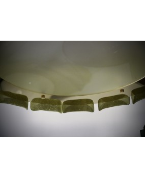 Lampadario in Vetro Artistico Verde di Murano e Ottone
