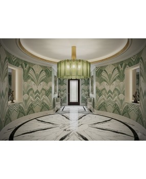 Lampadario in Vetro Artistico Verde di Murano e Ottone