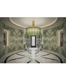 Lampadario in Vetro Artistico Verde di Murano e Ottone