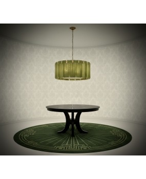 Lampadario in Vetro Artistico Verde di Murano e Ottone