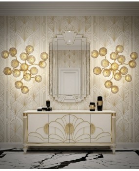 Murano Art Glass and Brass Midcentury Chandelier / Wall Light