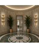 Murano Art Glass and Brass Gold and Dove Gray Color Wall Light and Sco