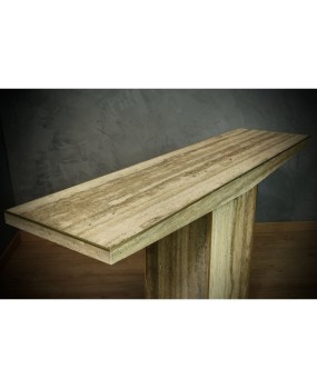 CO 47 Consolle MidCentury quadrata in travertino e ottone, 2020