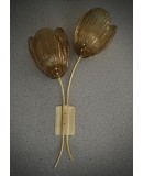 Murano Art Glass and Brass Amber Color Art Deco Wall Light and Sconces