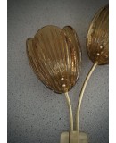 Murano Art Glass and Brass Amber Color Art Deco Wall Light and Sconces