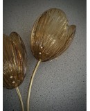 Murano Art Glass and Brass Amber Color Art Deco Wall Light and Sconces