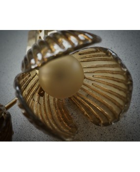 Murano Art Glass and Brass Amber Color Art Deco Wall Light and Sconces