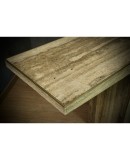 MidCentury Squared Travertine and Brass Console Table, 2020