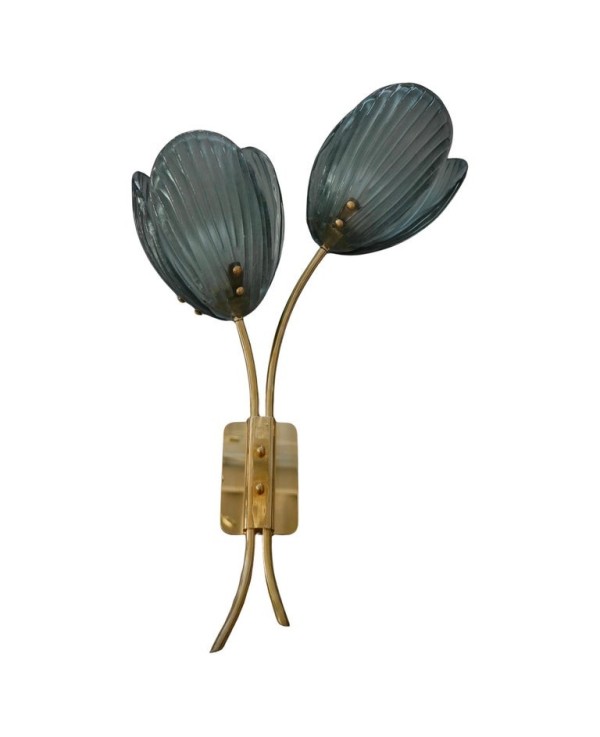 AP 158 Murano Art Glass and Brass Green Color Wall Light and Sconces