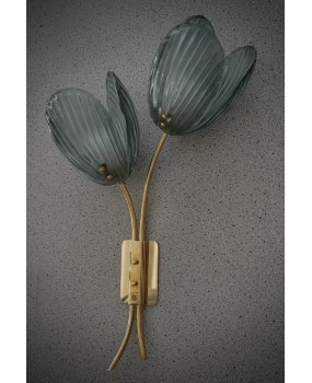 AP 158 Murano Art Glass and Brass Green Color Wall Light and Sconces