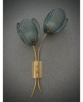 AP 158 Murano Art Glass and Brass Green Color Wall Light and Sconces