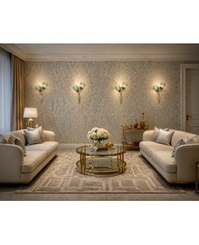 AP 158 Murano Art Glass and Brass Green Color Wall Light and Sconces