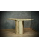 MidCentury Squared Travertine and Brass Console Table, 2020