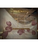 Murano Art Glass and Brass Pink Color Mid-Century Chandelier and Penda