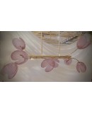 Murano Art Glass and Brass Pink Color Mid-Century Chandelier and Penda