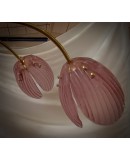 Murano Art Glass and Brass Pink Color Mid-Century Chandelier and Penda