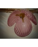 Murano Art Glass and Brass Pink Color Mid-Century Chandelier and Penda