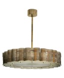 Lampadario rotondo in Vetro Artistico Fumé di Murano e Ottone