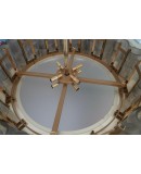 Murano Round Smoky Art Glass and Brass Midcentury Chandelier and Penda