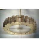 Lampadario rotondo in Vetro Artistico Fumé di Murano e Ottone
