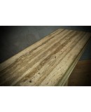MidCentury Squared Travertine and Brass Console Table, 2020