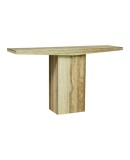 MidCentury Squared Travertine and Brass Console Table, 2020