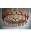 Murano Tobacco Art Glass and Brass Round MidCentury Chandelier and Pen