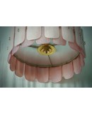 Lampadario Rotondo in Vetro Artistico Rosa di Murano e Ottone