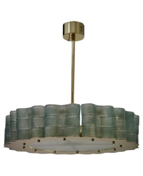 Lampadario Rotondo di Murano in Vetro Artistico e Ottone