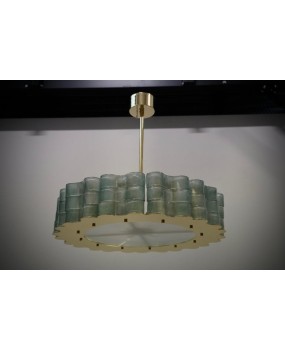 Lampadario Rotondo di Murano in Vetro Artistico e Ottone