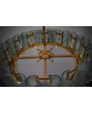 Lampadario Rotondo di Murano in Vetro Artistico e Ottone