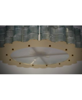 Murano Round Art Glass and Brass Midcentury Chandelier