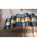 Lampadario Rotondo in Vetro Artistico di Murano, blu e oro, di Produzi