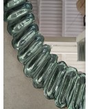 Murano Oval Green Aquamarine Art Glass and Brass Console / Wall Mirror