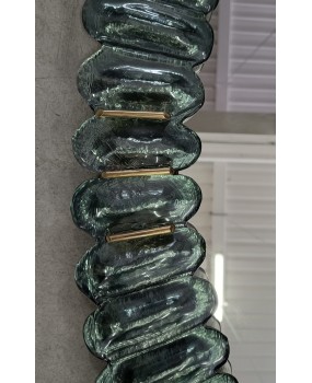 Specchio Ovale in Vetro Artistico di Murano Verde Acquamarina e Ottone
