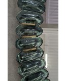 Specchio Ovale in Vetro Artistico di Murano Verde Acquamarina e Ottone