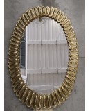 Midcentury Murano Oval Gold Art Glass and Brass Italian Wall Mirror