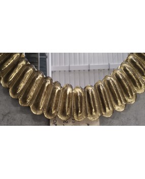 Midcentury Murano Oval Gold Art Glass and Brass Italian Wall Mirror