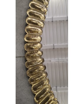Specchio Ovale italiano di Murano in Vetro Artistico Dorato e Ottone.
