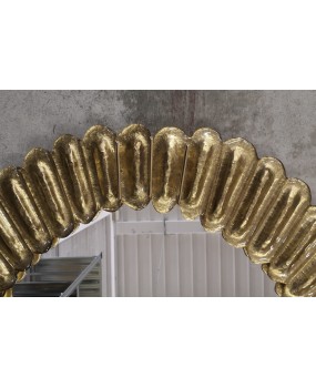 Specchio Ovale italiano di Murano in Vetro Artistico Dorato e Ottone.