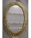 Midcentury Murano Oval Gold Art Glass and Brass Italian Wall Mirror