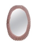 Murano Oval Pink Art Glass and Brass Mid-Century Console / Wall Mirror